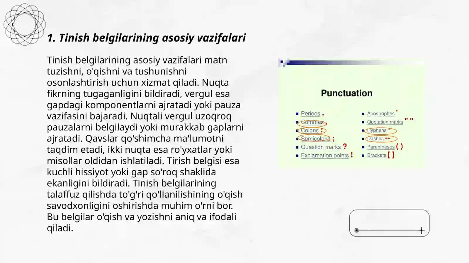 Tinish belgilarining ishlatilishi 3