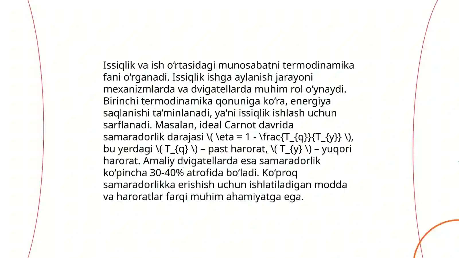 Issiqlik va ish; izotermik, izoxorik, izobarik jarayonlar 3
