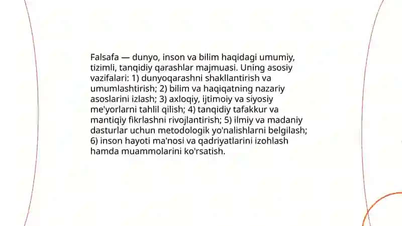 Falsafiy g'oyalar, nazariyalarning asosiy yo'nalishlari va vazifalari 3