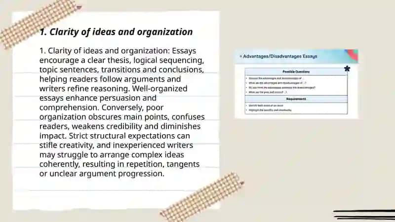 Adventages and disadvantages of essay 3