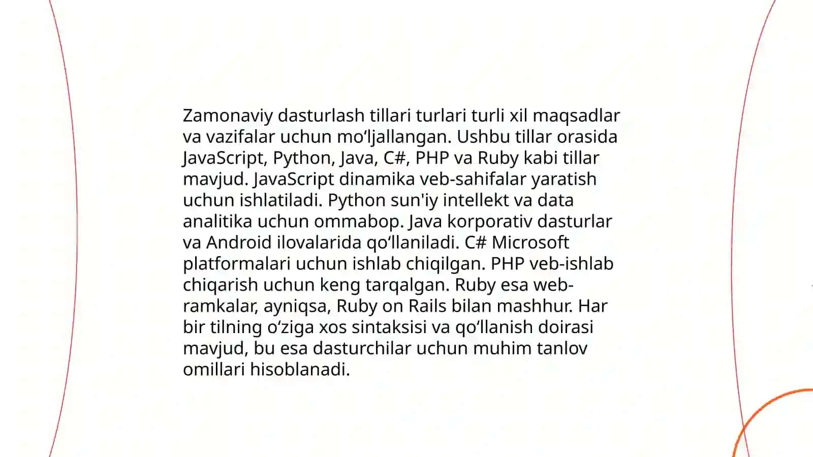 Zamonaviy Dasturlash turlarining tahlili 3