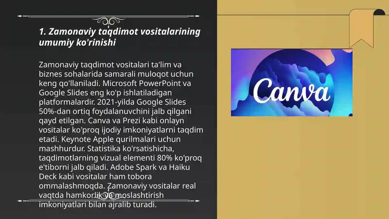 Zamonaviy taqdimotlarni ishlab chiqish vositalarining qiyosiy tahlili 3