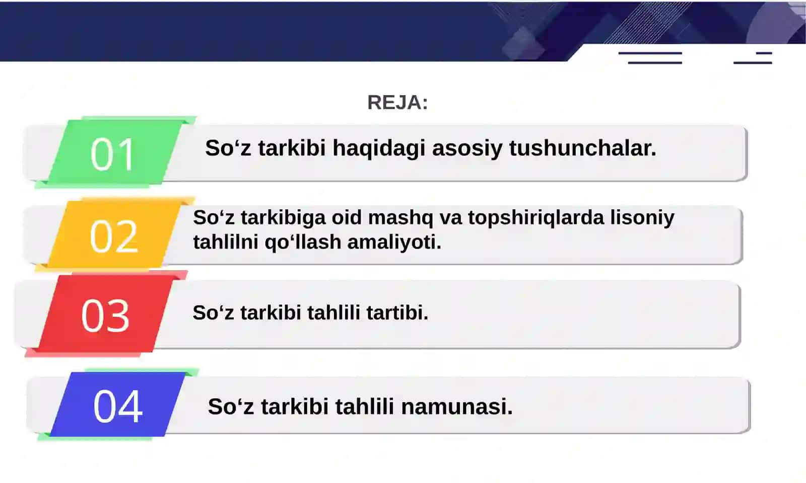 Ona tili darslarida so‘z tarkibiga oid tushunchalar ustida ishlashda lisoniy tahlildan foydalanish 3