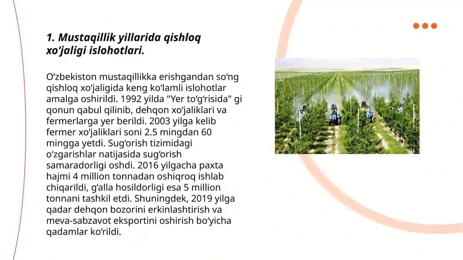 Mustaqillik yillarda qishloq xõjalikni va sanoat sohasidagi õzgarishlar 3