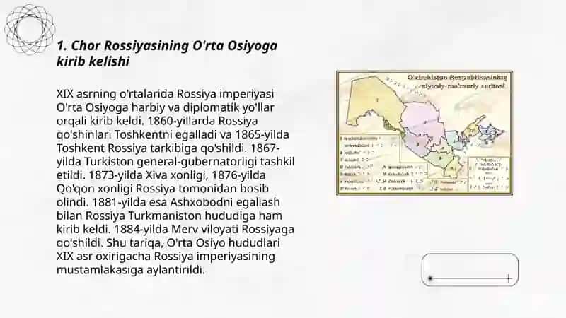 O'rta osiyoning chor rossiyasi boshqaruv davridagi tarixiy geografiyasi 3