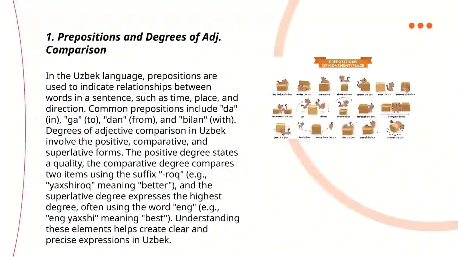 Prepositions of Degrees of comparison.Askin for and giving directions 3