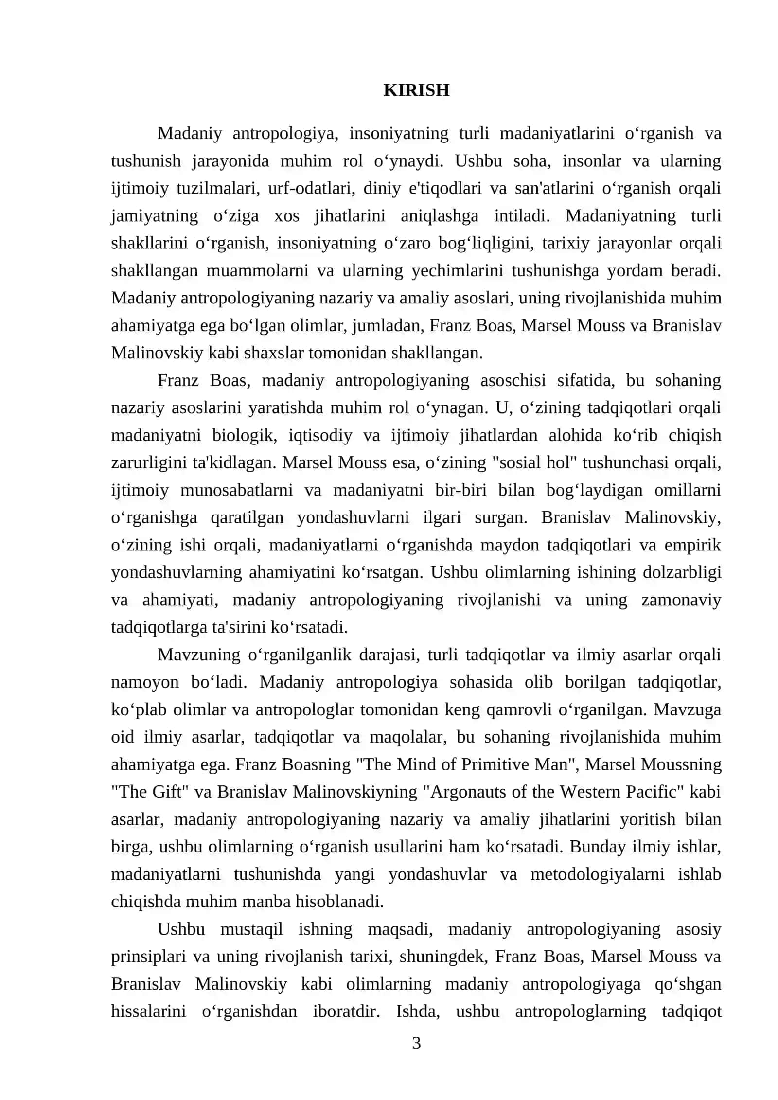 Madaniy antropologiya Franz Boas Marsel Mouss Branislav Malinovskiy hayoti 3