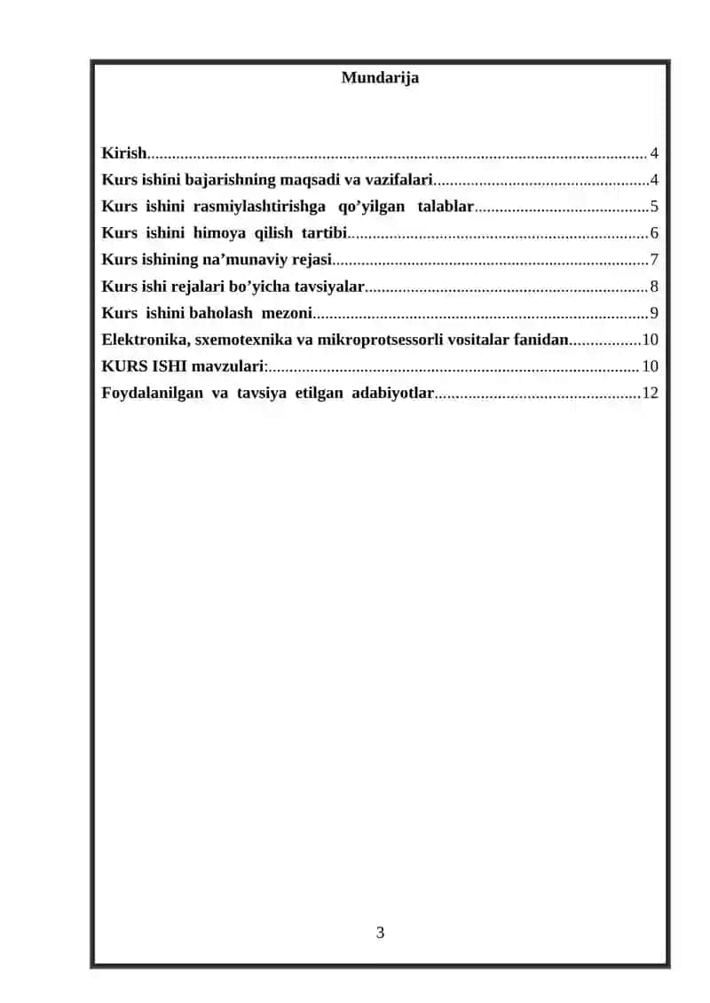 Elektronika, sxemotexnika va mikroprotsessorli vositalar 3