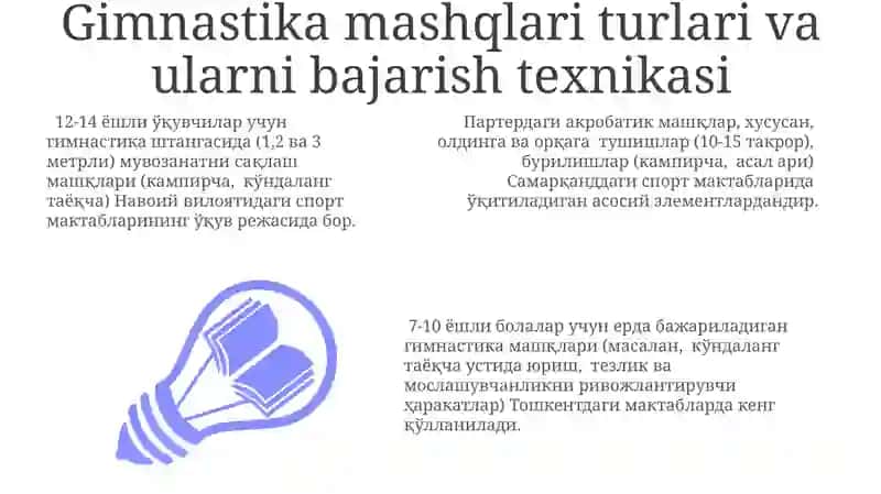 Maktab yoshidagi bolalar uchun gimnastika mashqlari 3
