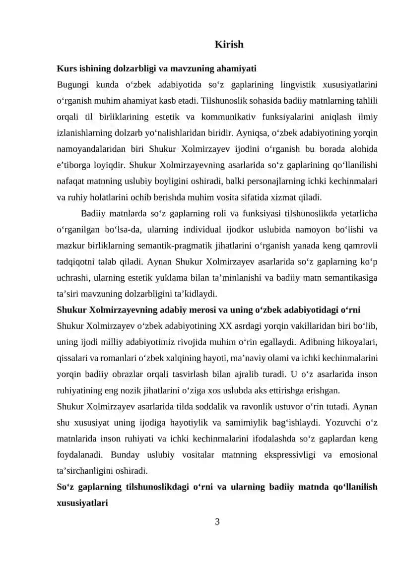Shukur Xolmirzayevning asarlarida so‘z gaplarning qo‘llanilishi 3
