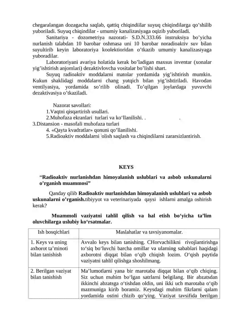 Radioaktiv nurlanishdan himoyalanish uslublari va asbob uskunalarni o’rganish 3