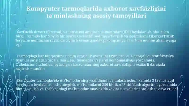 Kompyuter Tarmoqlarida Axborot Xavfsizligini Ta'minlash 3
