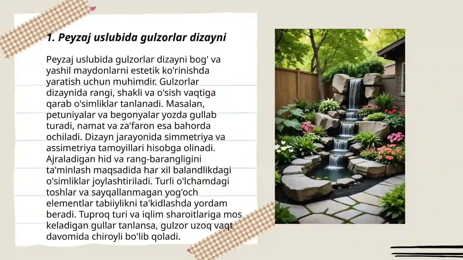 Peyzaj uslubida gulzorlar barpo etish 3