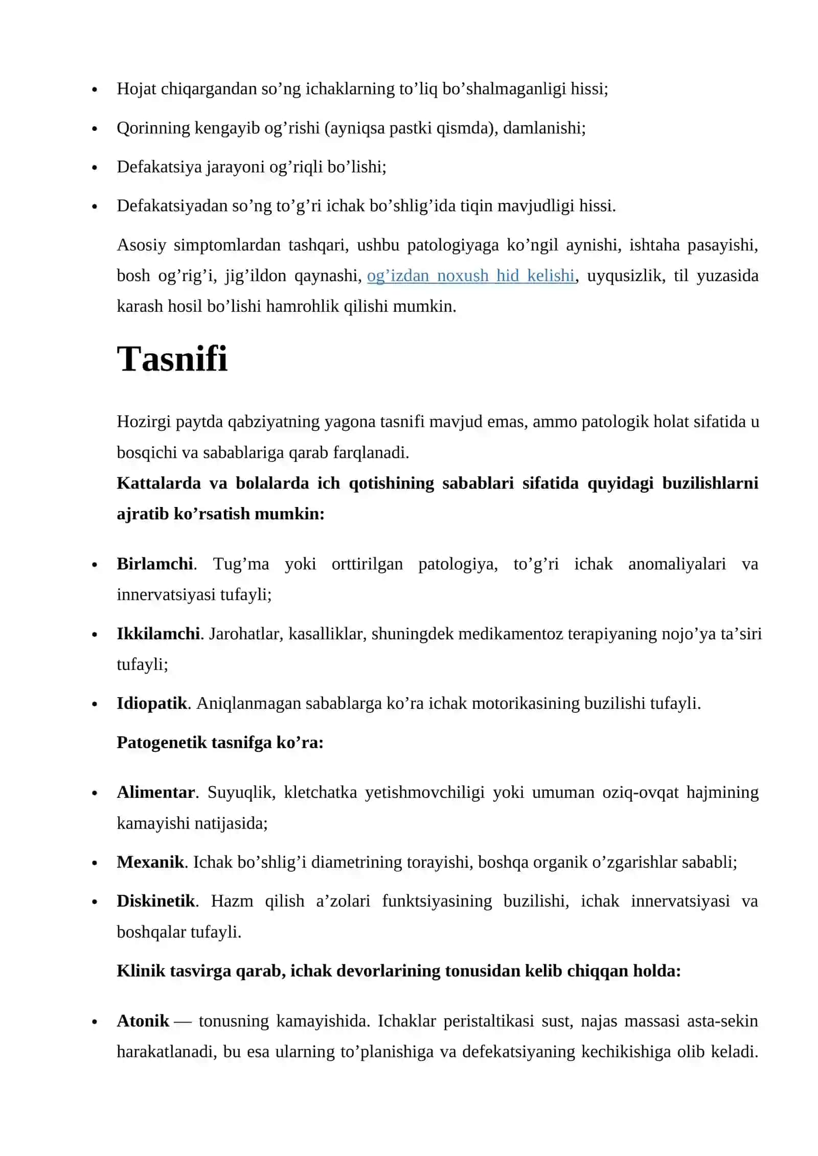 Ich qotishi (qabziyat) - Sabablari, Davolash 3