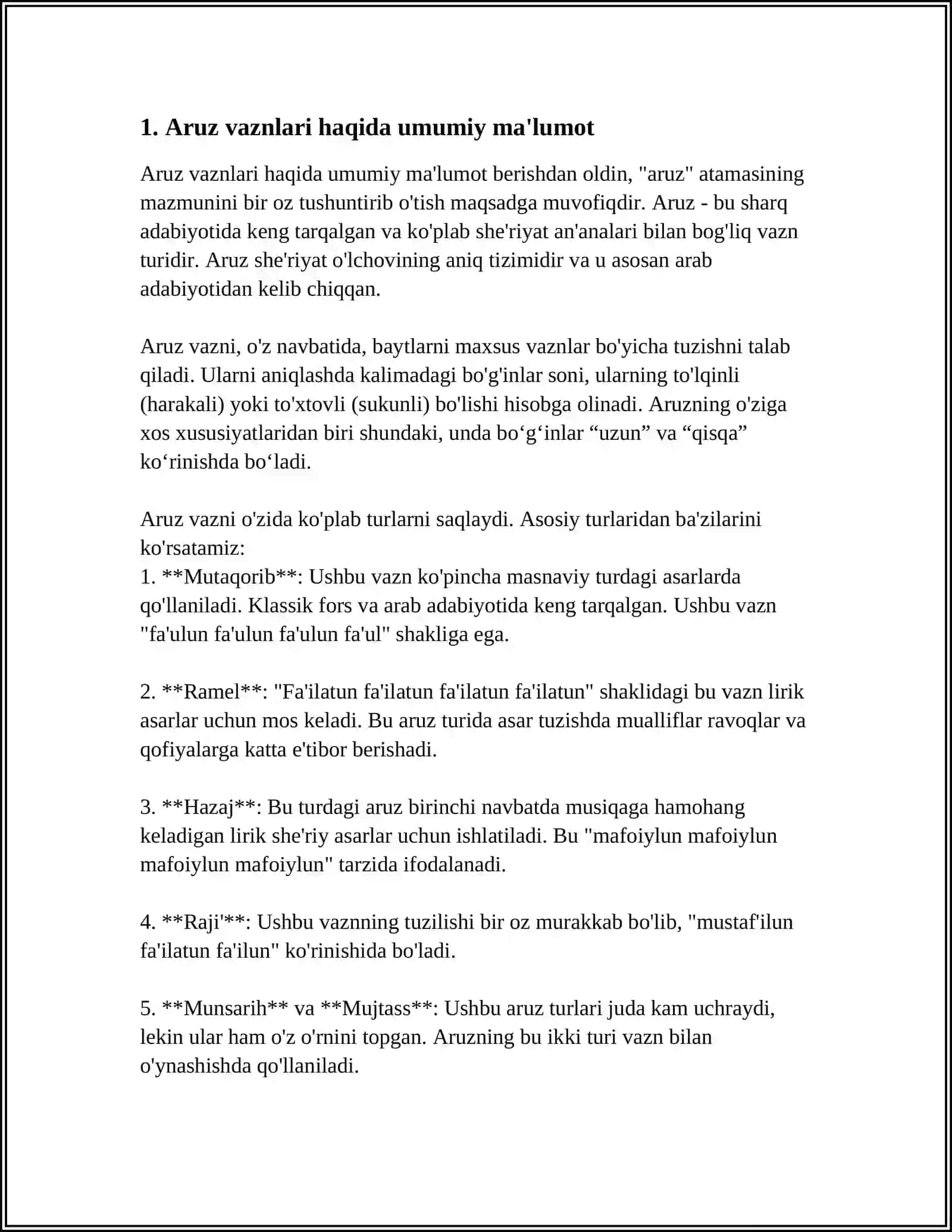 Aruz vaznlari haqida umumiy ma'lumot 3