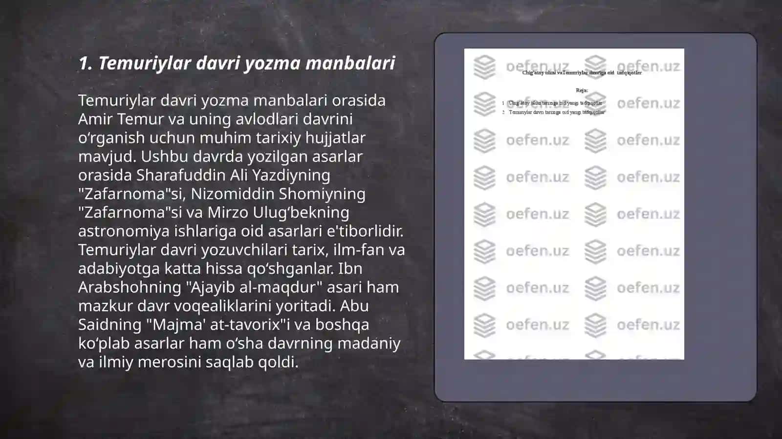 Temuriylar tarixiga oid forsiy tildagi yozma manbalar 3