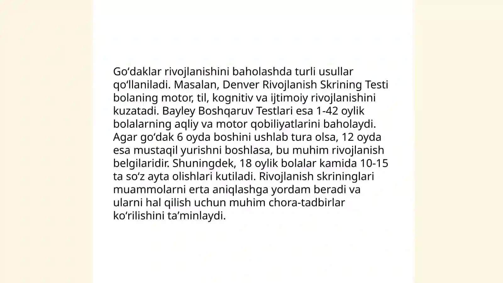 Goʻdaklar va maktabgacha yoshdagilarni testdan oʻtkazish 3