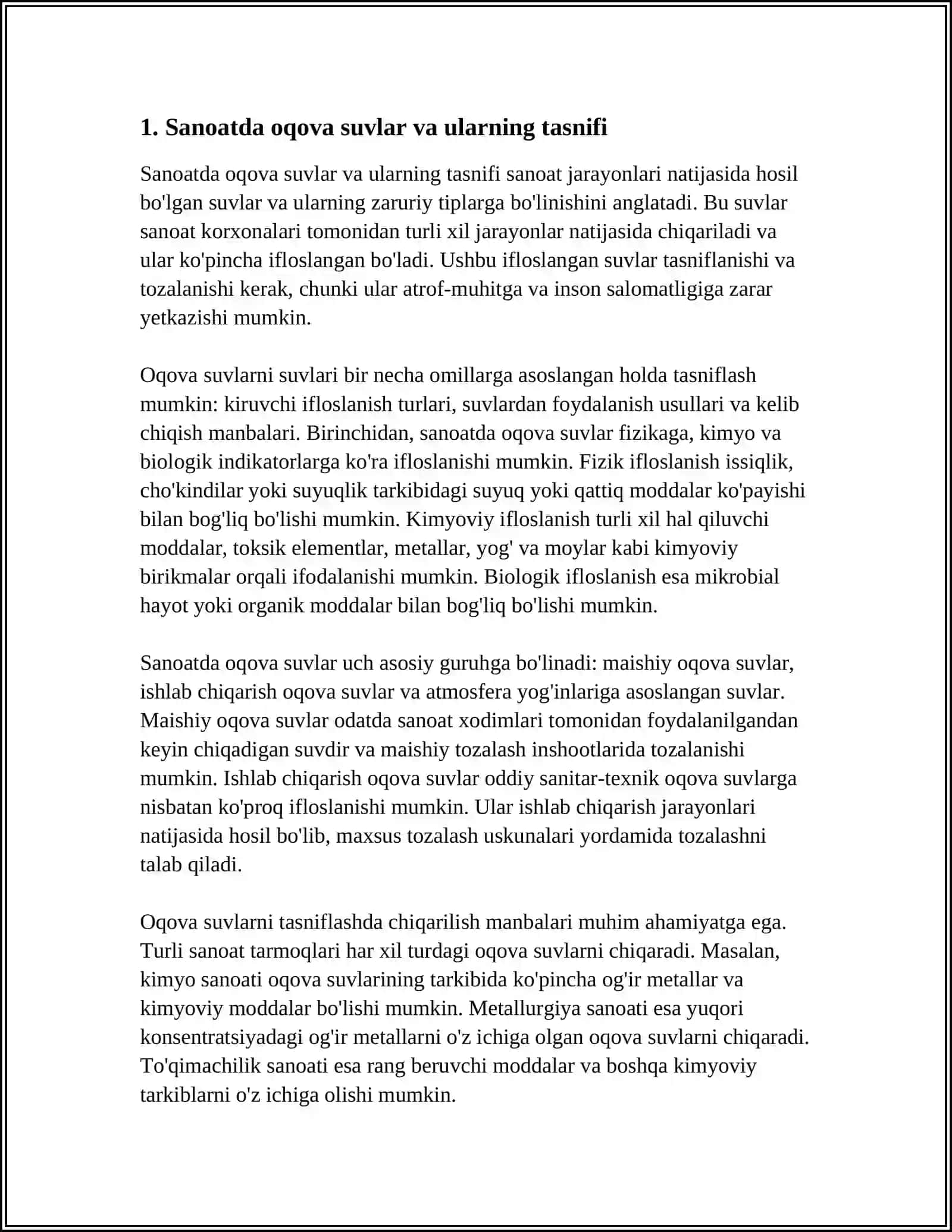 Sanoatda oqova suvlar va ularning turlari 3