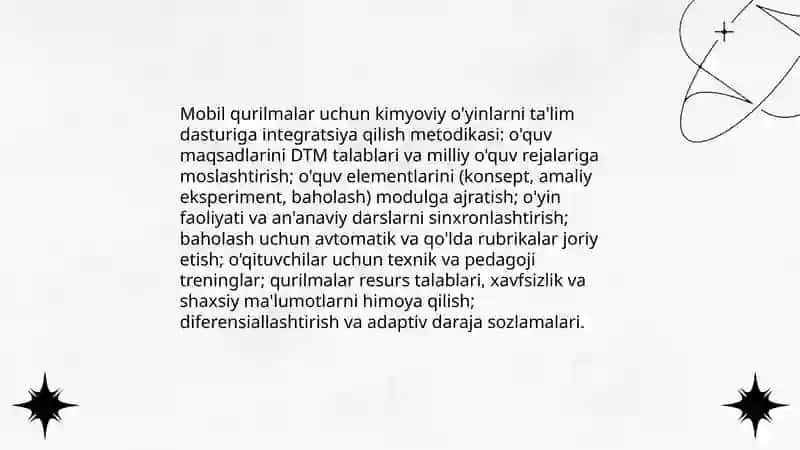 Mobil qurilmalar uchun kimyoviy oʻyinlarni ta'lim dasturiga integratsiya qilish metodikasi 3