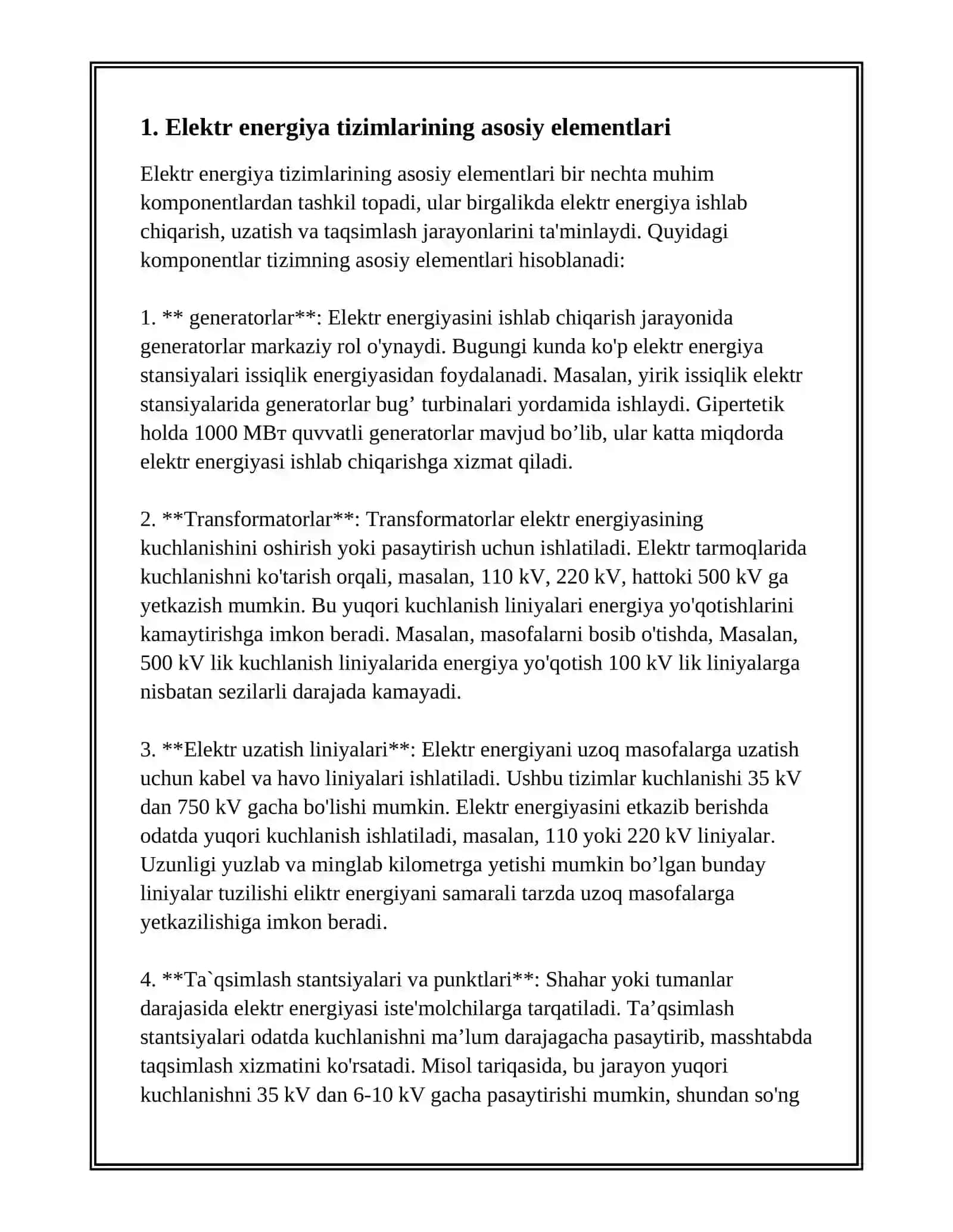 ELEKTR ENERGETIKA SISTEMALARI ELEMENTLARINING XARAKTERISTIKALARI VA PARAMETRLARI 3