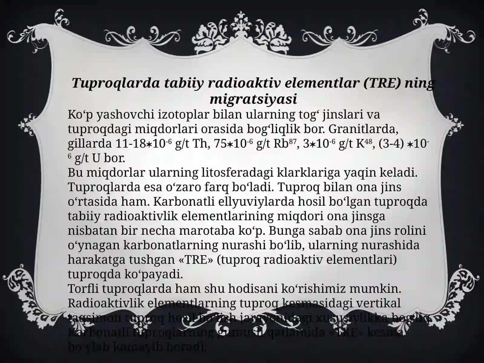 Tuproqdagi radiaktiv elementlarning migratsiyasi 3