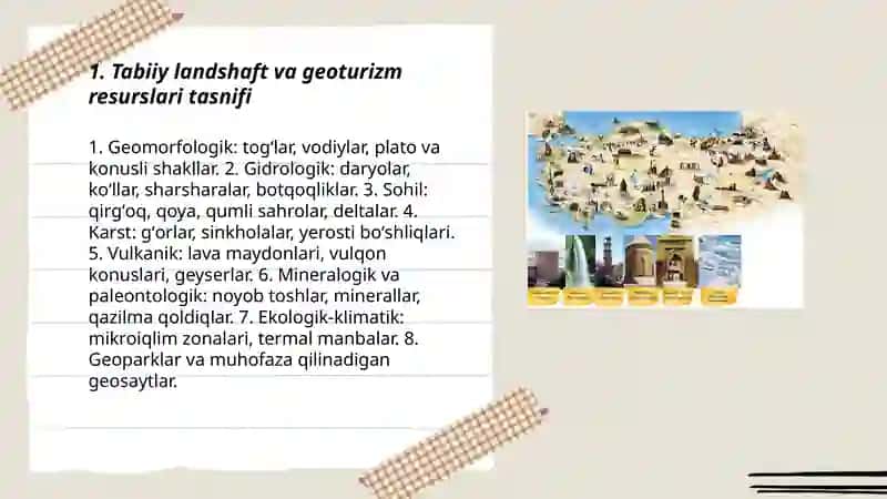 Mintaqaviy turistik resurslari tasniflanishi Zahro 3