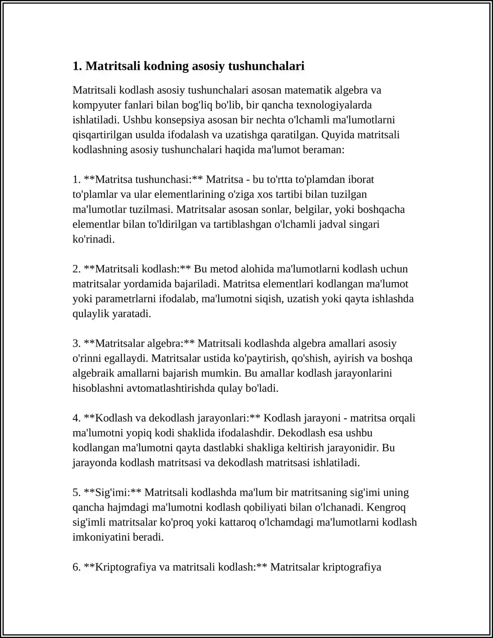 MATRITSALI KOD 3