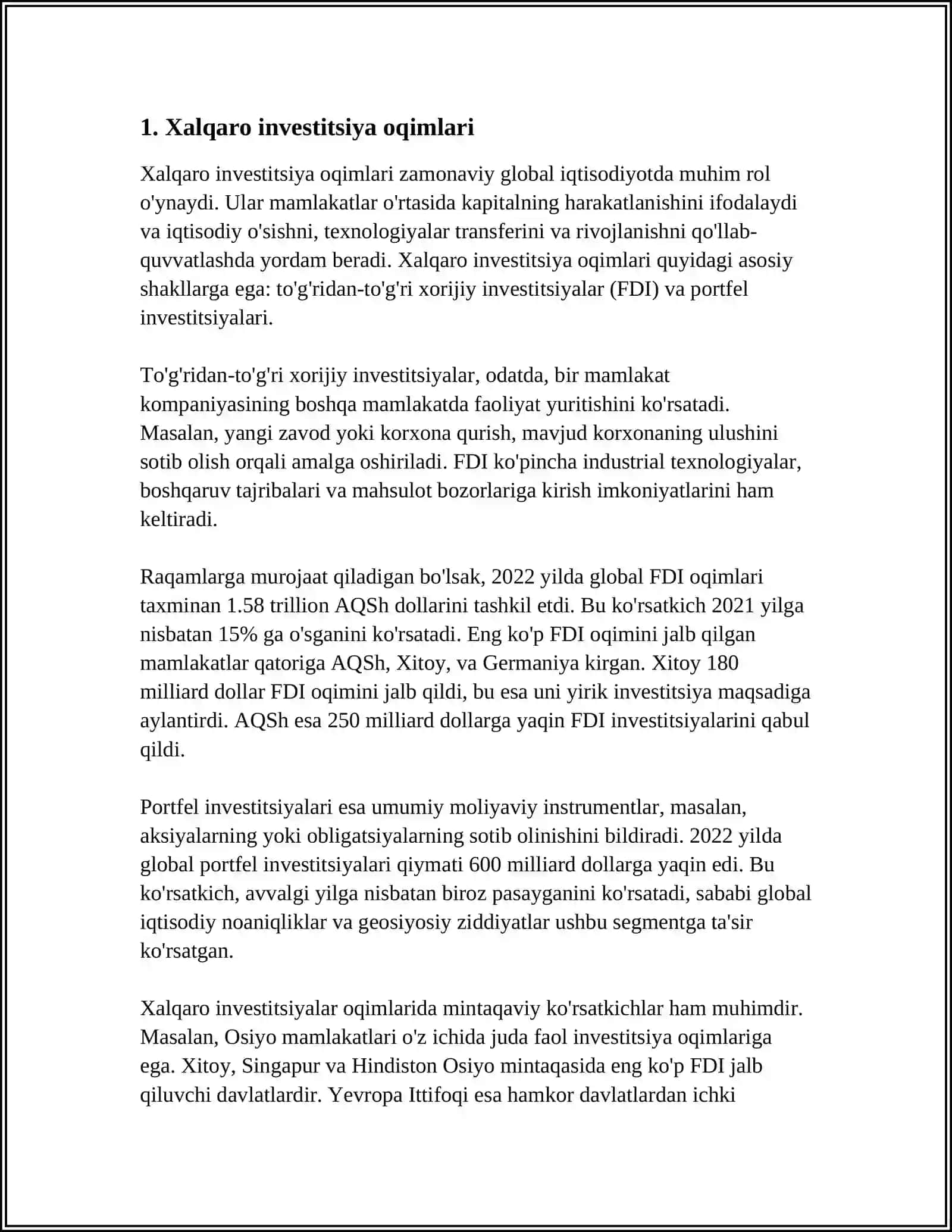 Xalqaro investitsiya oqimlari 3