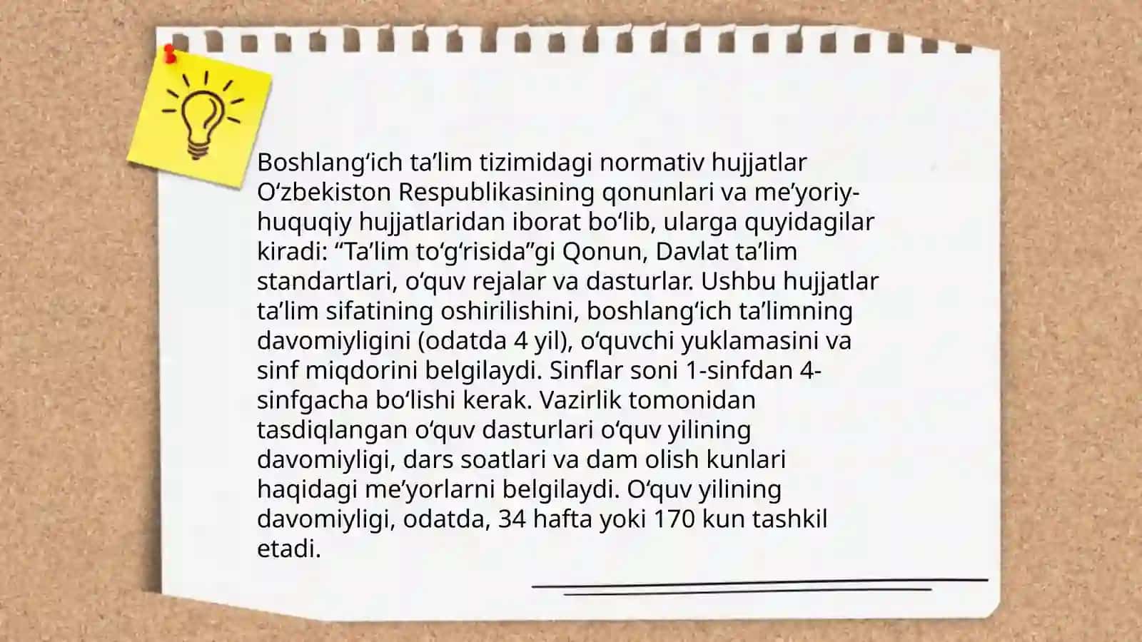 Boshlangʻich taʼlim pedagogika fanining me'yoriy asoslarini oʻrganish va haftalik pedagogik amaliyot davrida sinovdan oʻtkazish 3