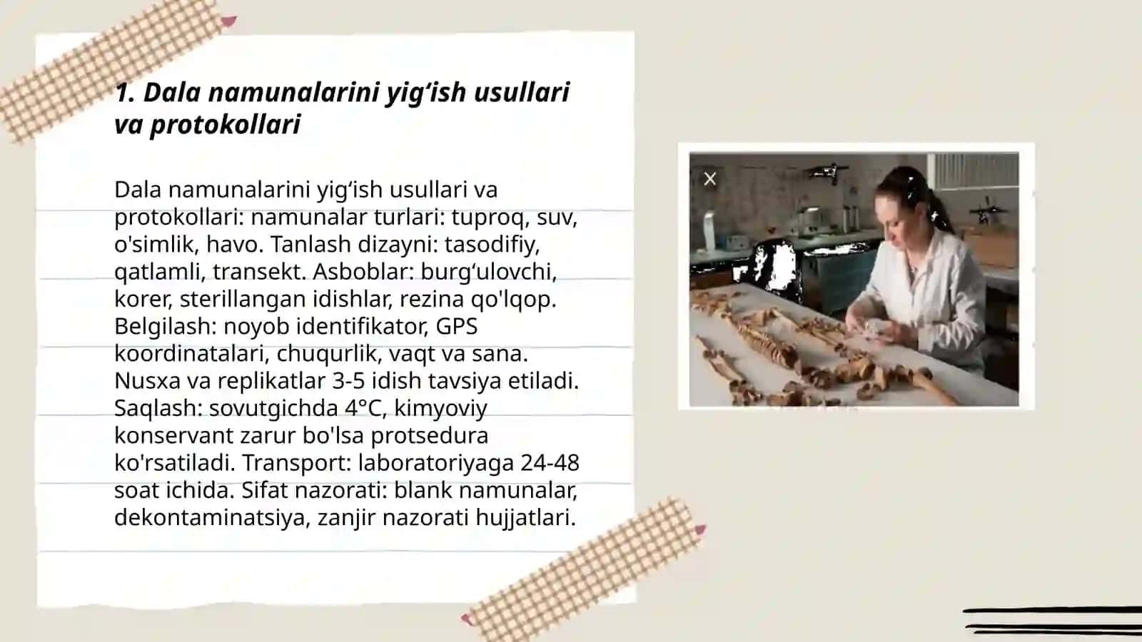 Dala tadqiqotlari Labaratoriya tadqiqotlari 3