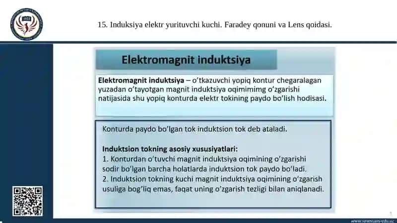 Induksiya elektr yurituvchi kuchi. Faradey qonuni va Lens qoidasi 3