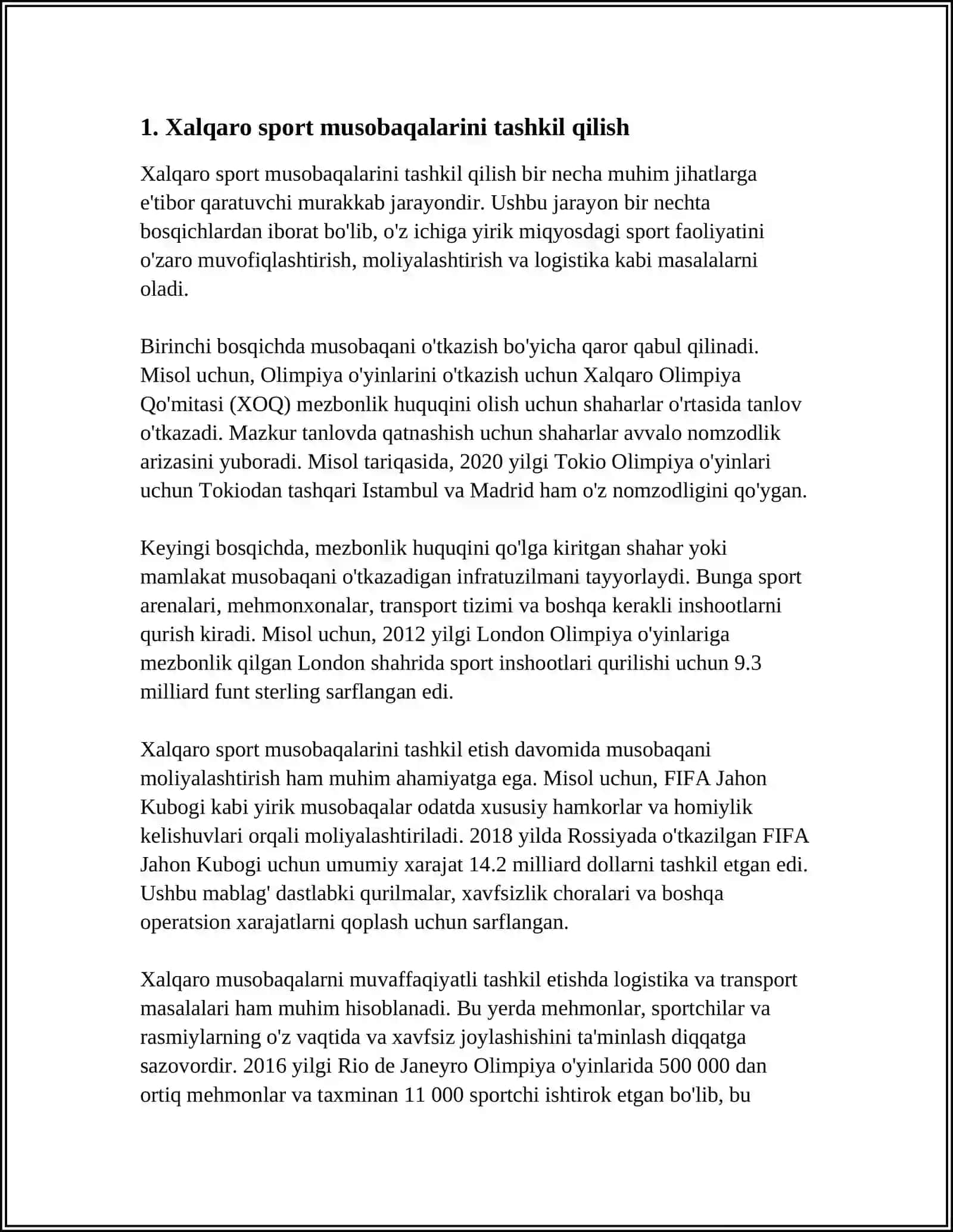 XAR-HIL DARAJADAGI SPORT MUSOBAQALARIDA,JISMONIY SOĞLOMLASHTRUVCHI VA OMMAVIY SPORT TADBIRLARINI TASHKIL QILISH 3
