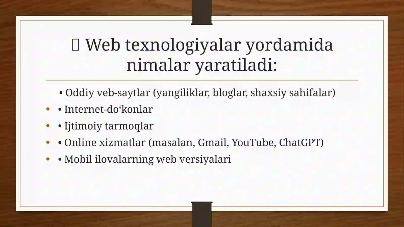 WEB TEXNOLOGIYALAR 3