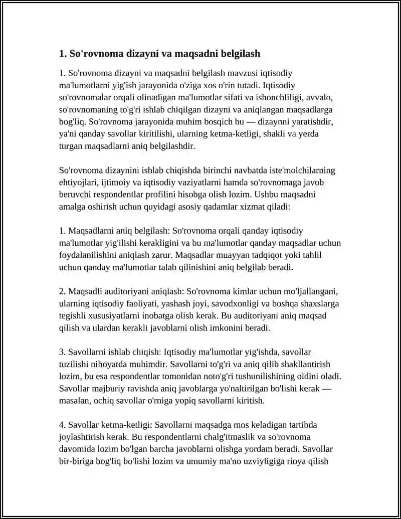 SO'RAVNOMA ORQALI IQTISODIY MAʼLUMOTLARNI YIGʻISH USULLARI 3