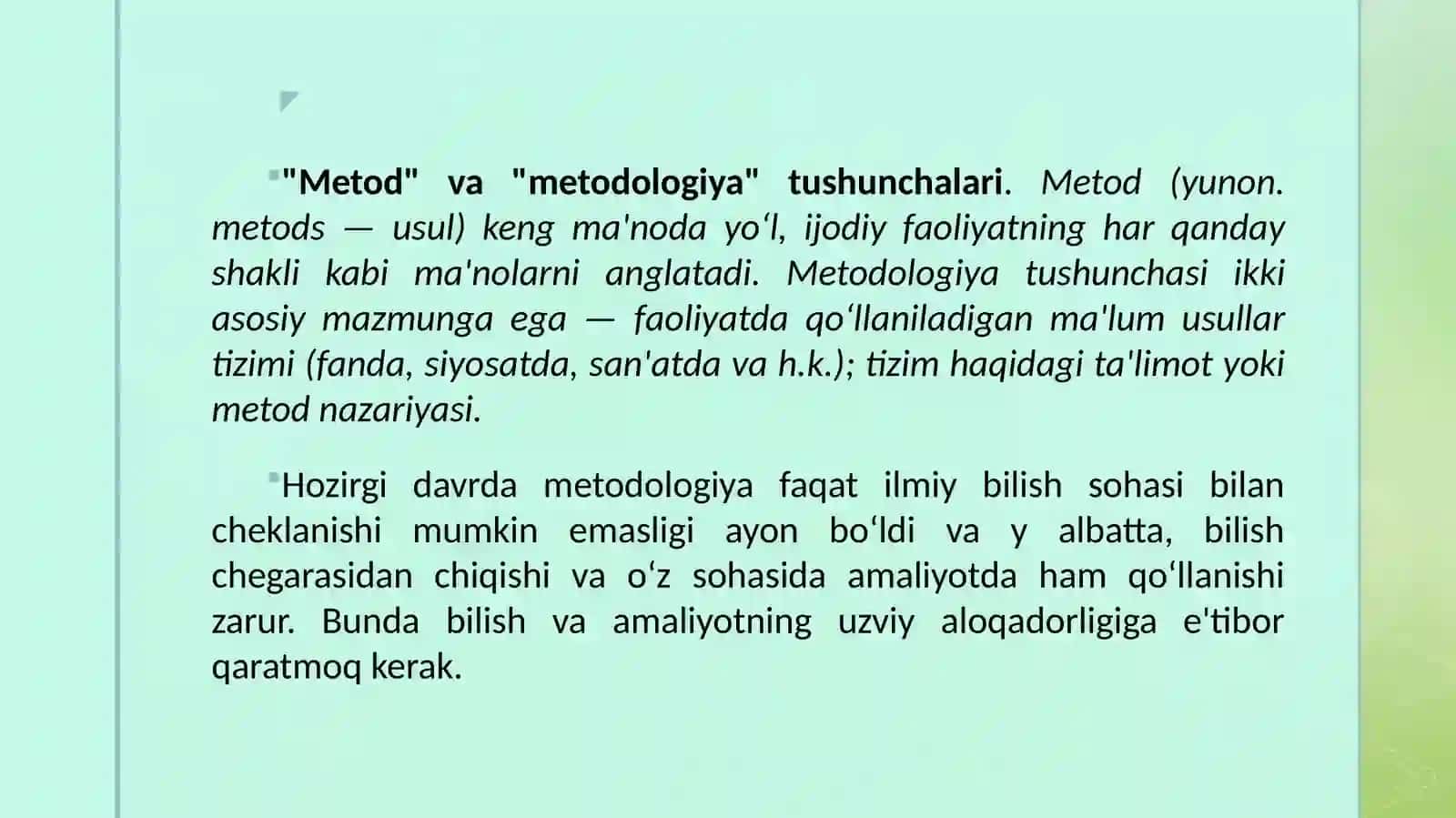 Metodologiya va falsafa metodologiyasi 3