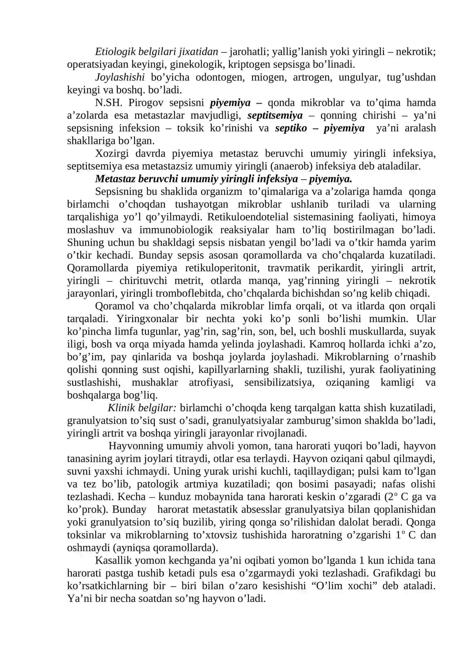 Yiringli – rezorbtiv isitma. Sepsis 3