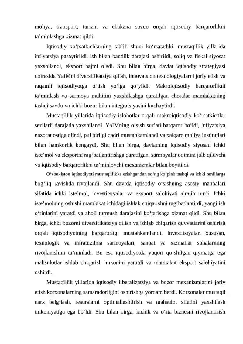 Mustaqillik yillarida Oʻzbekistonda makroiqtisodiy koʻrsatkichlarning tahlili 3