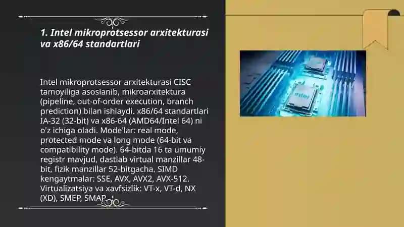 Intel mikroprotsessor arxitekturasi va x86/64 standartlari 3
