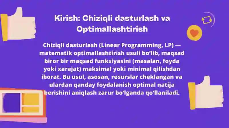 Chiziqli dasturlash va optimallashtirishda iqtisodiy masalalar 3