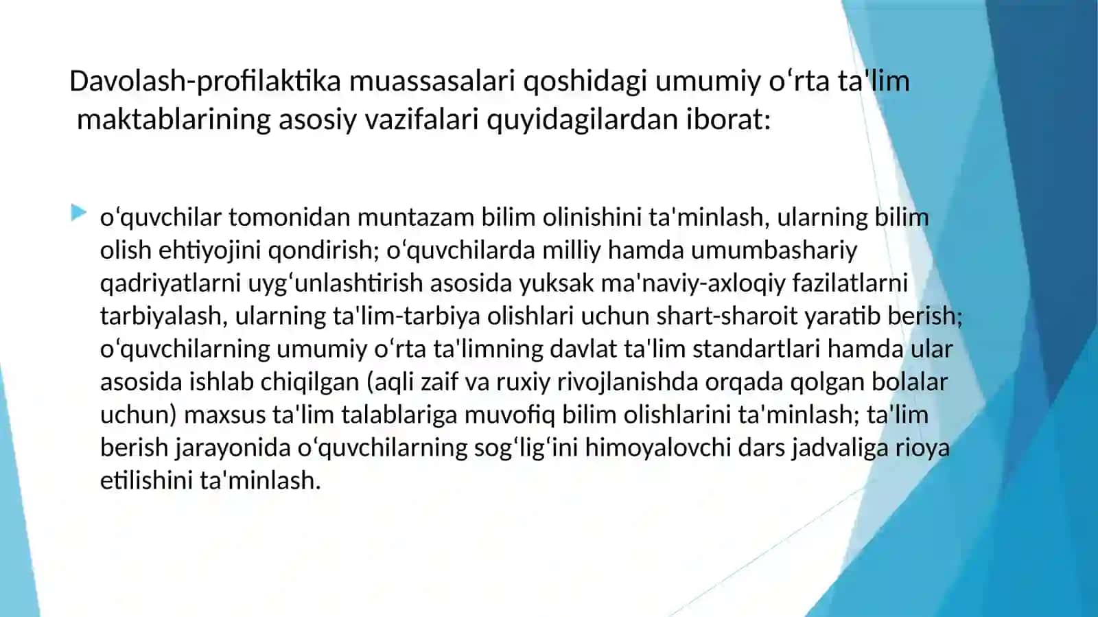 Tibbiyot muassasalari statsionarlarida uzoq muddatli davolanayotgan bolalar uchun ta'lim muhitini yaratish 3