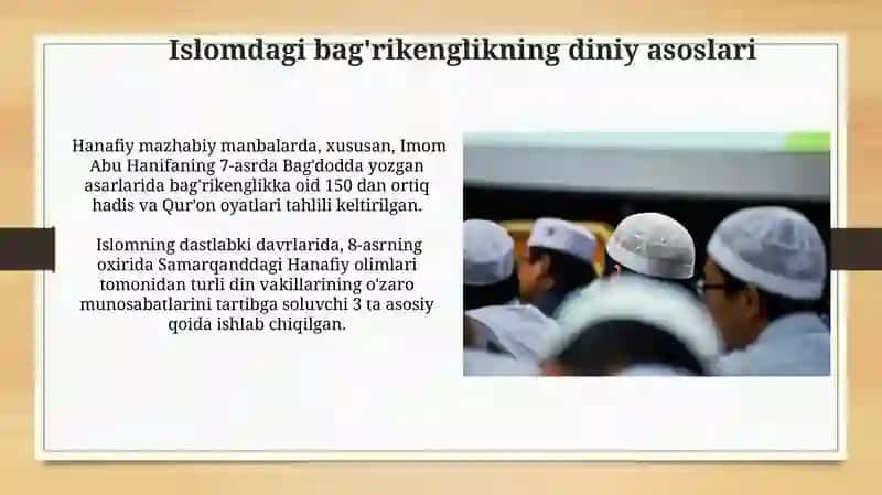Xanafiyada moʻtadil islom tamoyili va bagʻrikenglik gʻoyalari 3