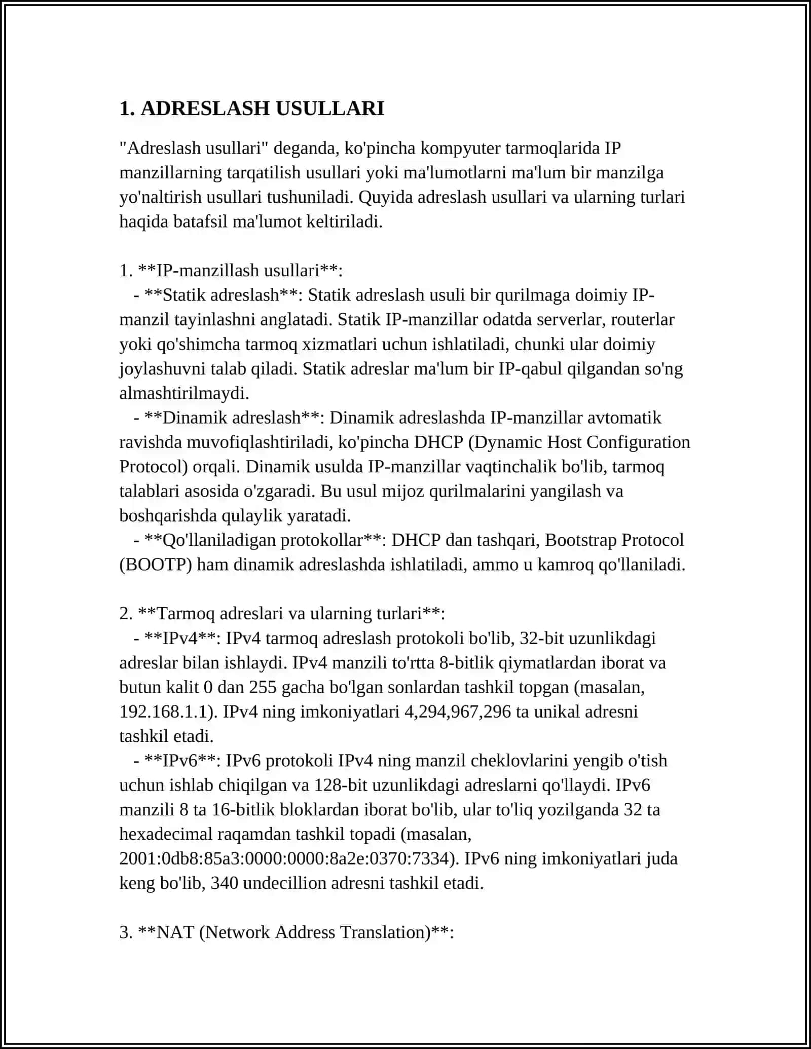 ADRESLASH VA UNING TURLARI.TRANZISTOR, TRIGGER VA REGISTRLAR. SHIFRATOR VA DESHIFRATORLAR 3