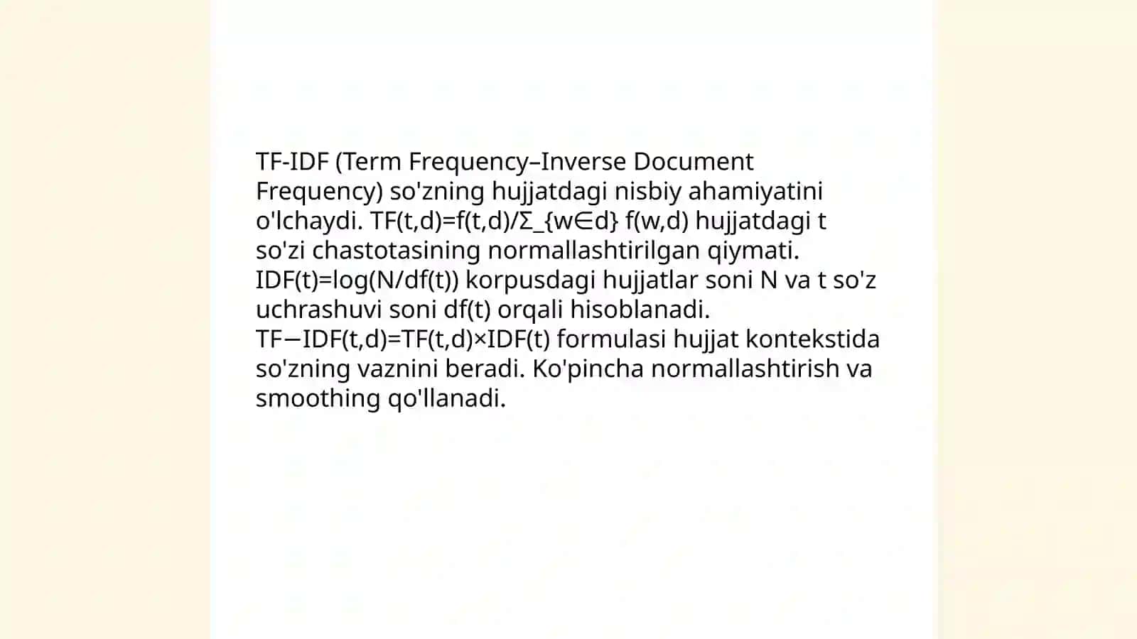 TF-IDF vektorlari va lemmatizatsiya 3