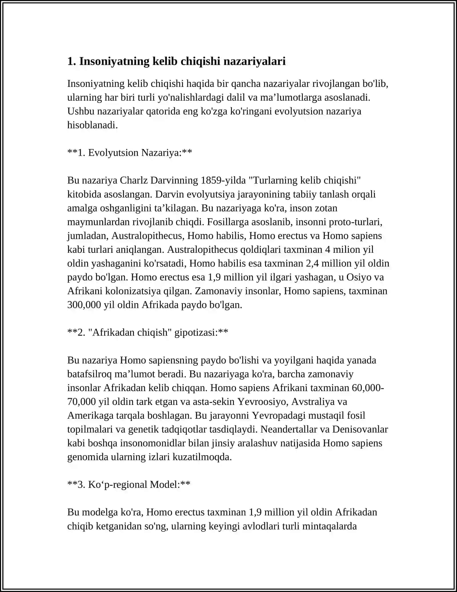 Insoniyatning kelib chiqishi nazariyalari 3