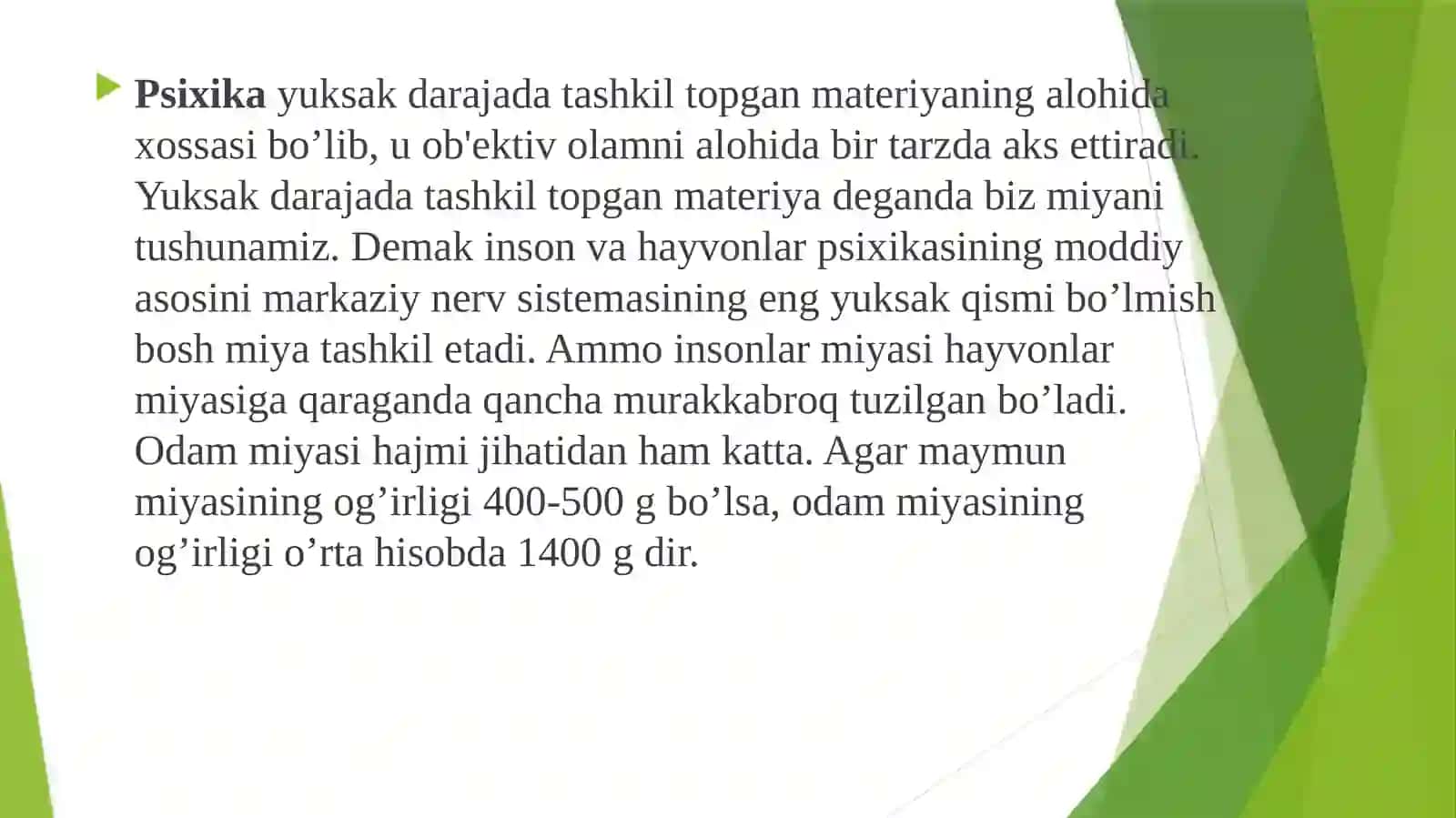 Psixikaning evolyutsiyasi va vujudga kelishi 3