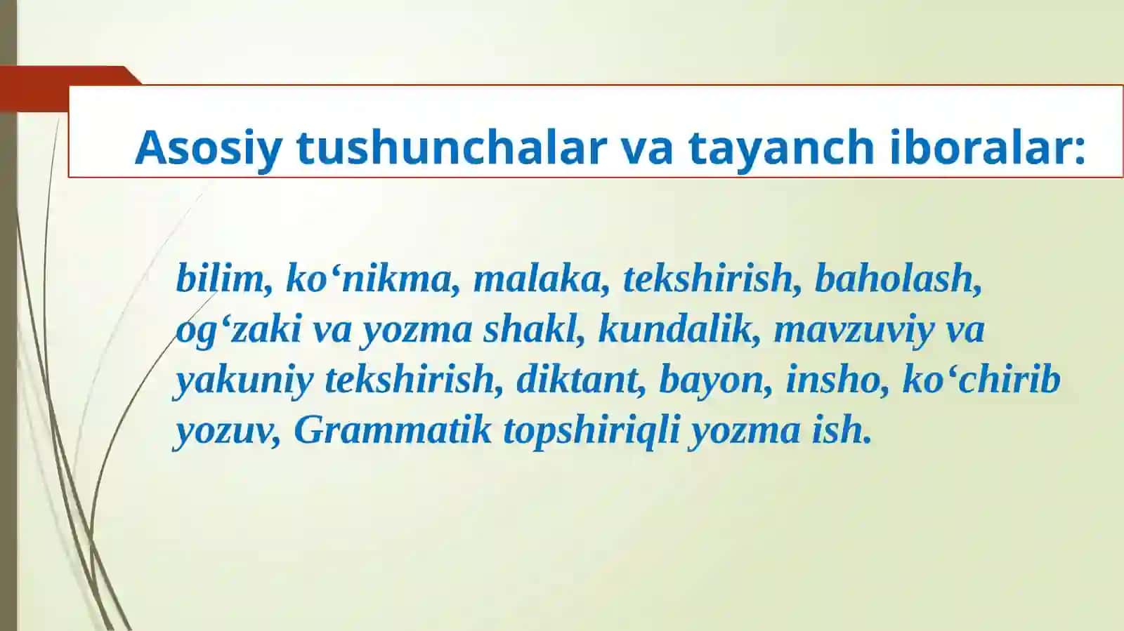 ONA TILIDAN BILIM, KO‘NIKMA VA MALAKALARNI TEKSHIRISH 3