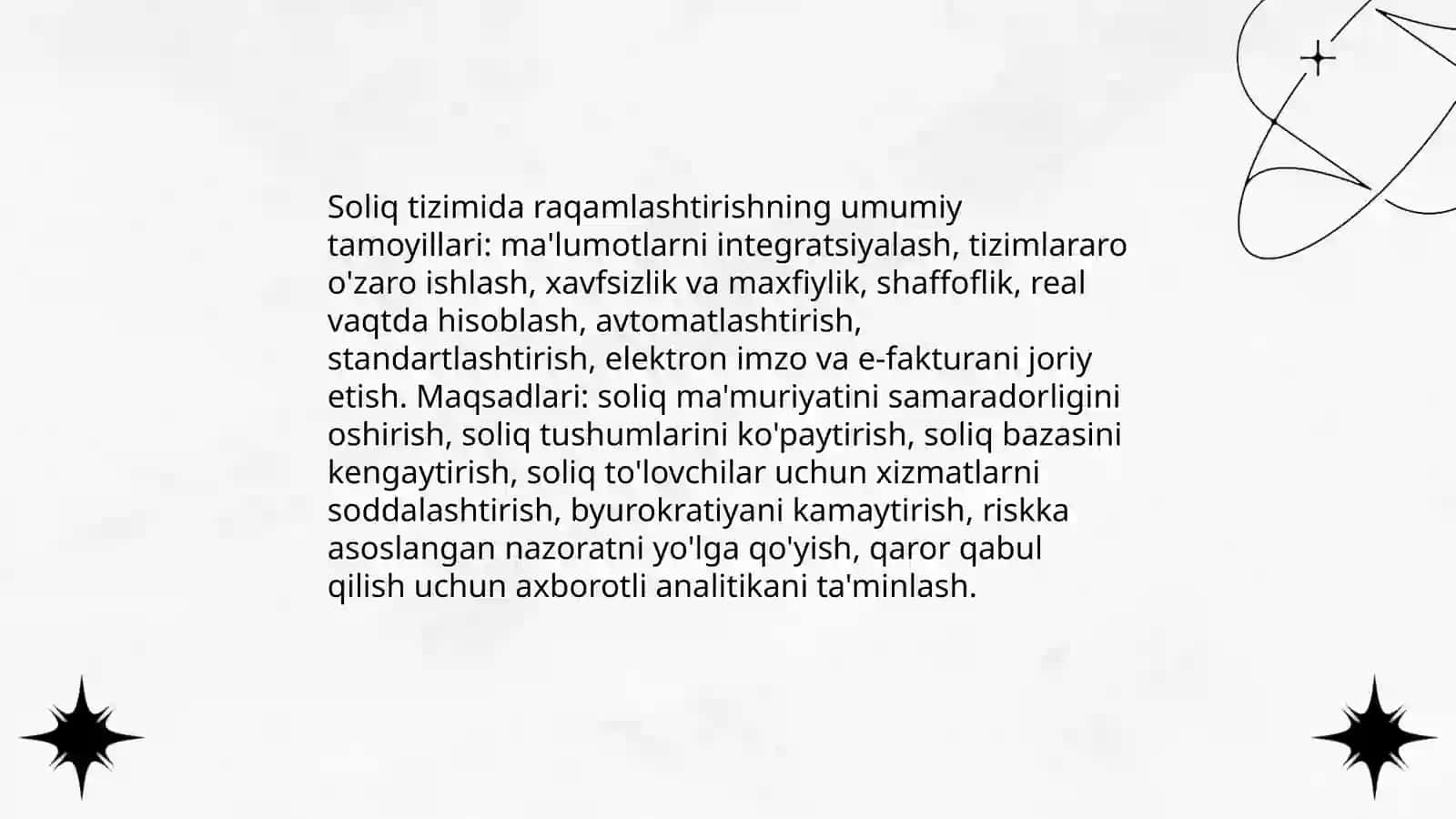 Soliq tizimida raqamlashtirishning umumiy tamoyillari va maqsadlari 3