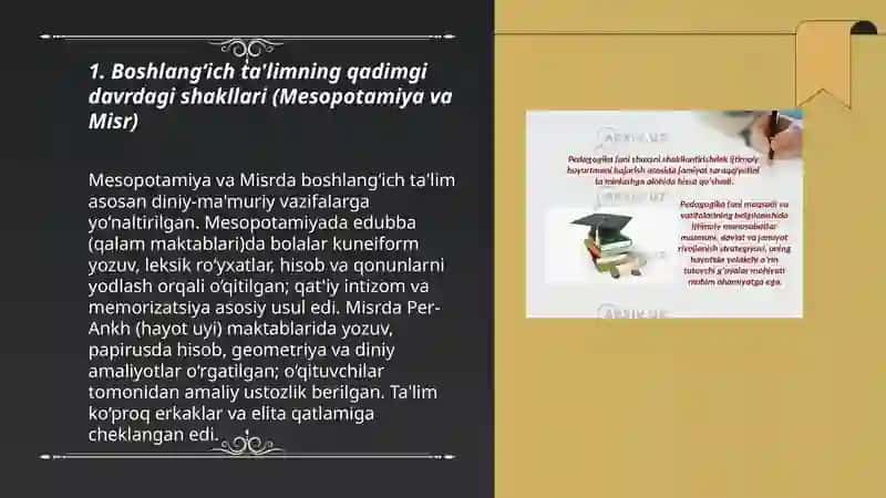 Boshlang‘ich ta'lim pedagogikada eng qadimgi davrlardan Xllasrgacha ta'lim tarbiya va pedagogika fikrlarining rivojlanishi 3