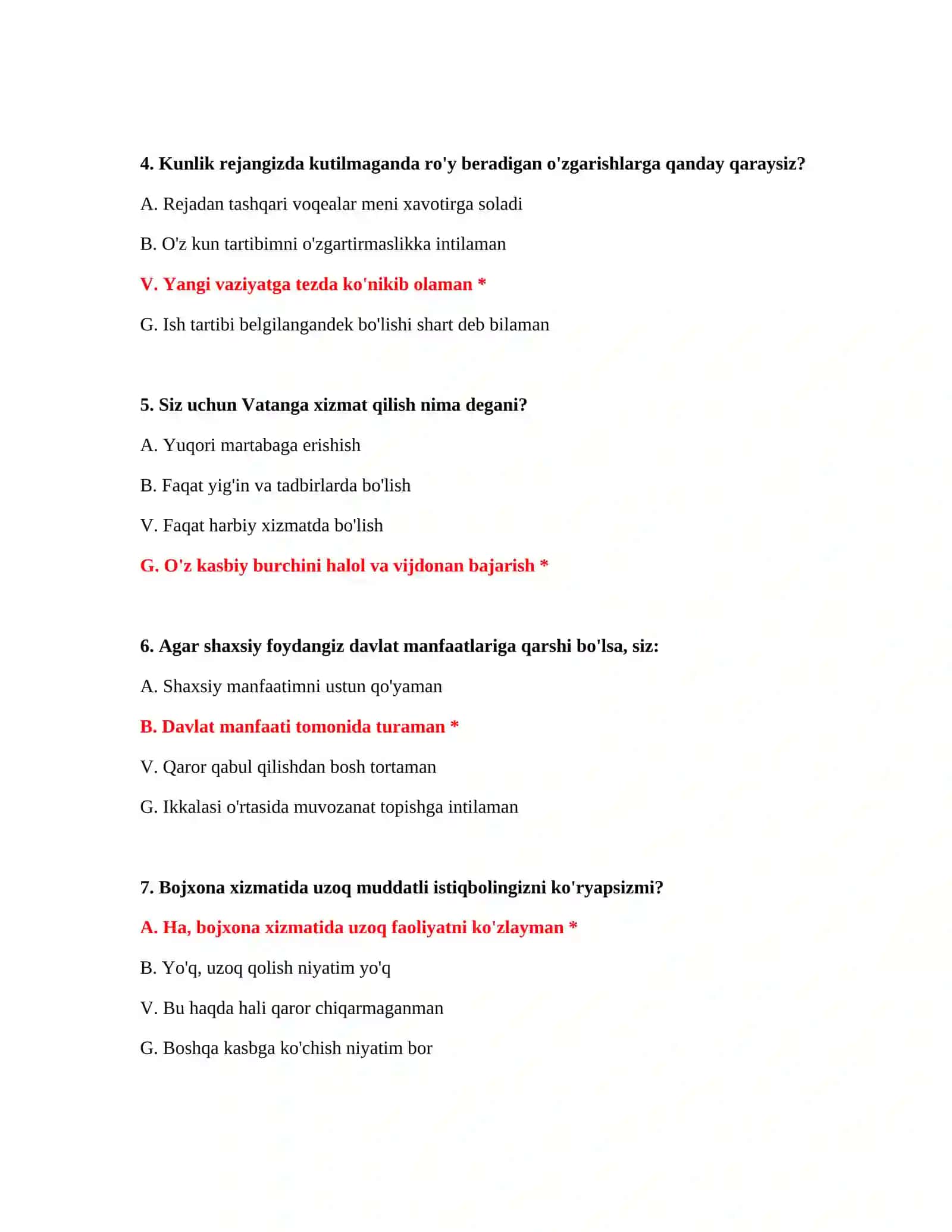 Bojxona ishga kirish imtihon testlari 3