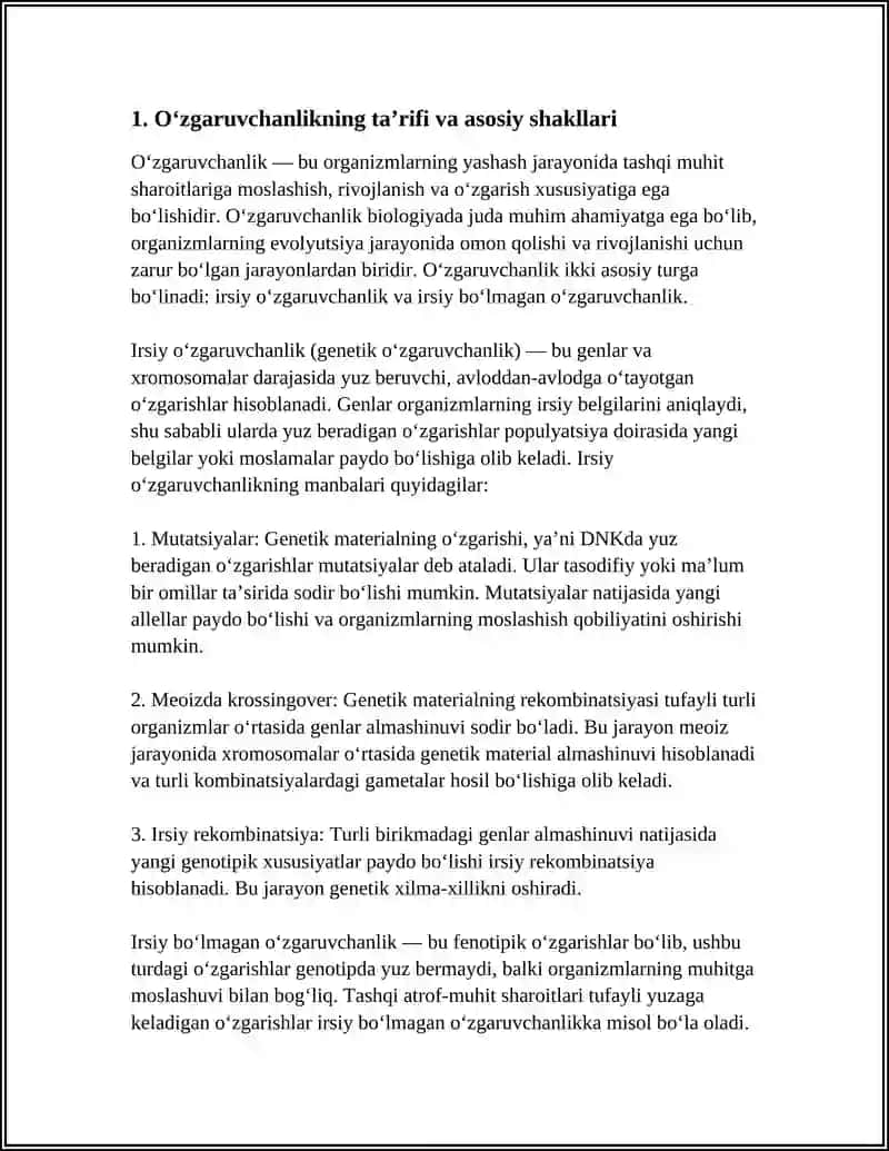 OʻZGARUVCHANLIK VA UNING SHAKILLARI.IRSIY VA IRSIY BOʻLMAGAN OʻZGARUVCHANLIK 3